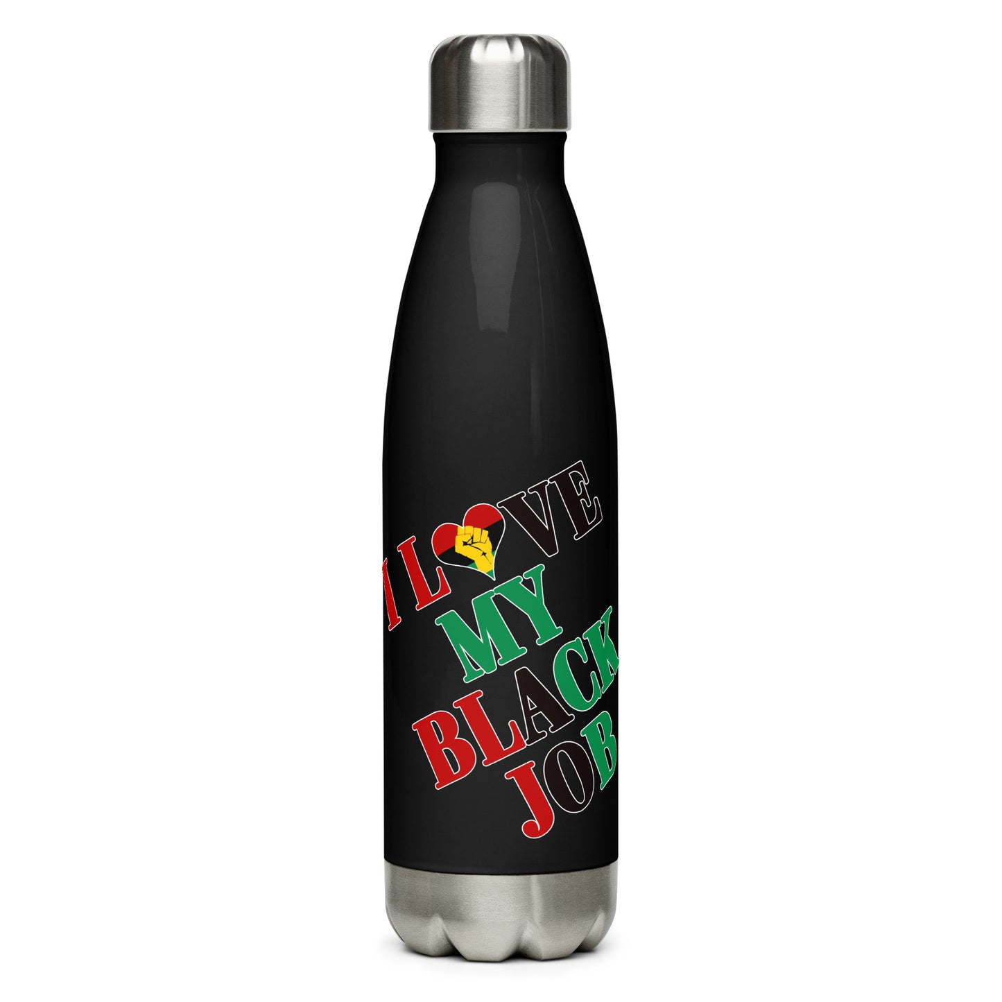 I Love My Black Job Water Bottle