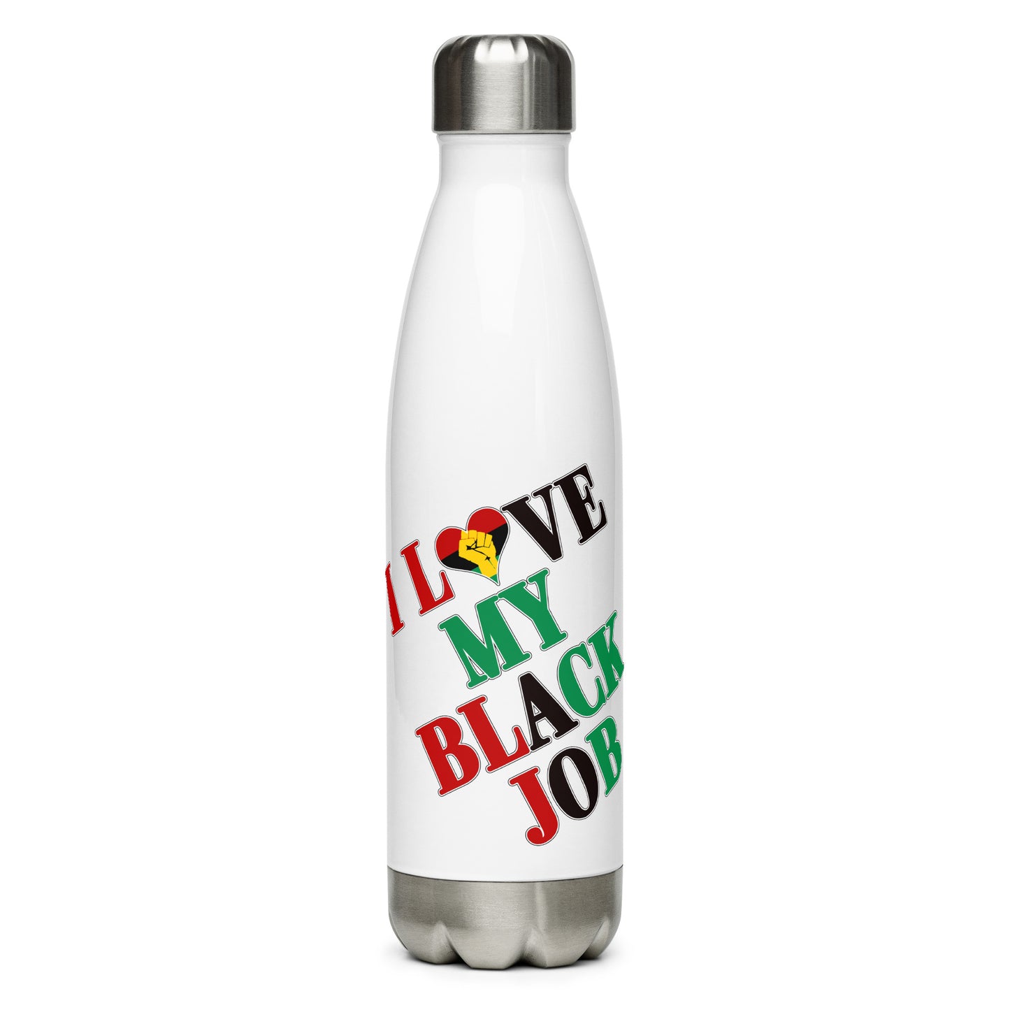 I Love My Black Job Water Bottle