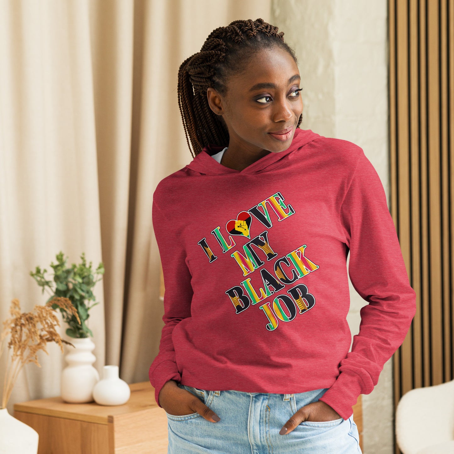 Kente I Love My Black Job Hooded Long Sleeve