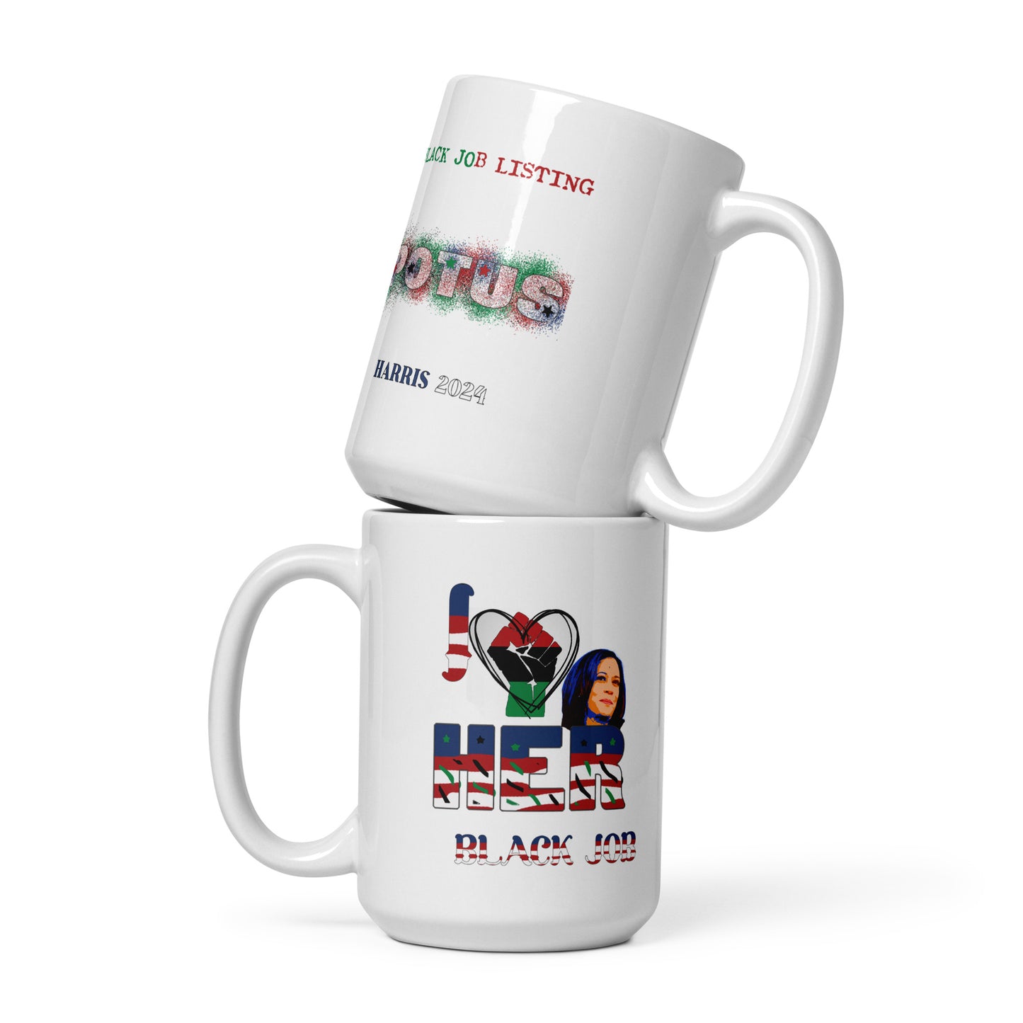 I Love Her Black Job - White glossy mug