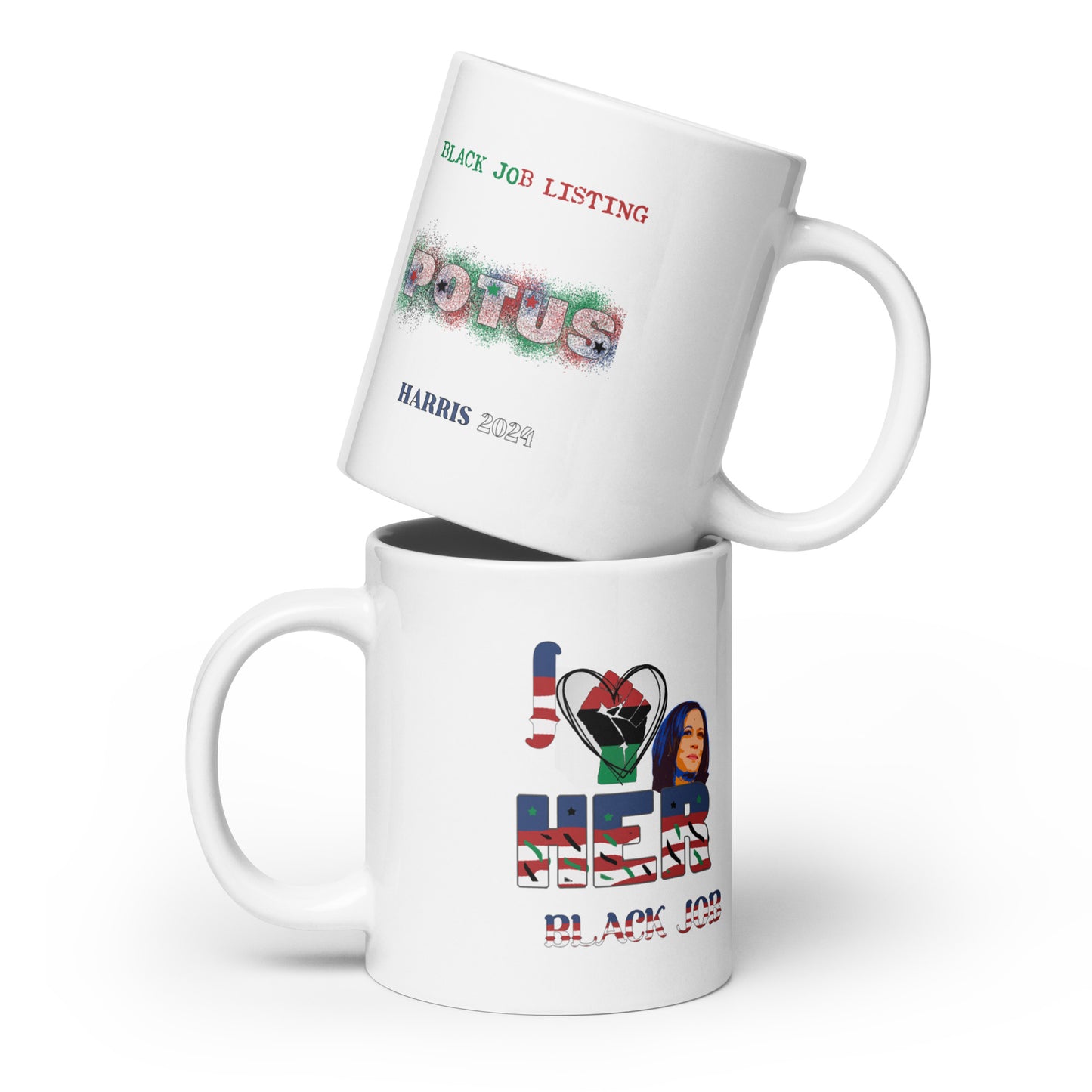I Love Her Black Job - White glossy mug